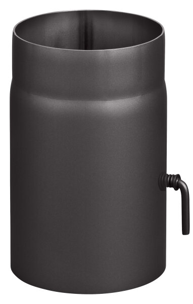 Rauchrohr Ø150mm Rohrelement 250mm mit Drosselklappe schwarz metallic